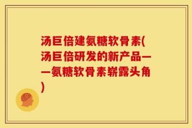 汤巨倍建氨糖软骨素(汤巨倍研发的新产品——氨糖软骨素崭露头角)