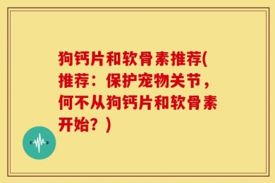 狗钙片和软骨素推荐(推荐：保护宠物关节，何不从狗钙片和软骨素开始？)
