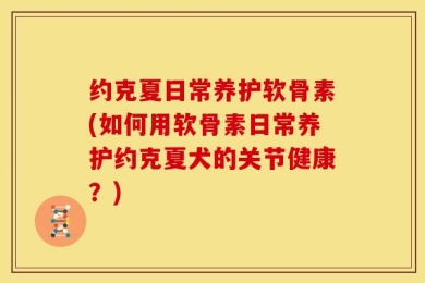 约克夏日常养护软骨素(如何用软骨素日常养护约克夏犬的关节健康？)