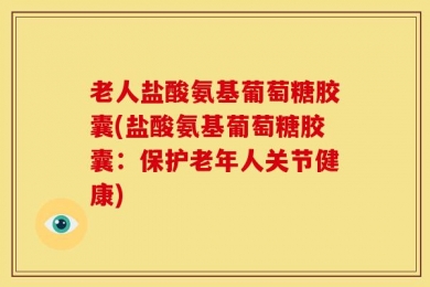 老人盐酸氨基葡萄糖胶囊(盐酸氨基葡萄糖胶囊：保护老年人关节健康)