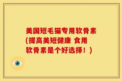 美国短毛猫专用软骨素(提高美短健康 食用软骨素是个好选择！)