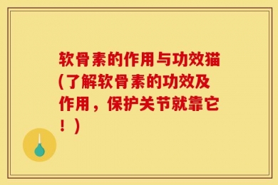 软骨素的作用与功效猫(了解软骨素的功效及作用，保护关节就靠它！)