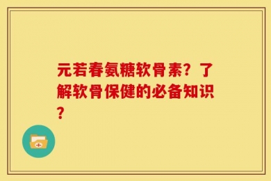 元若春氨糖软骨素？了解软骨保健的必备知识？