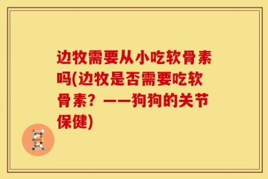 边牧需要从小吃软骨素吗(边牧是否需要吃软骨素？——狗狗的关节保健)