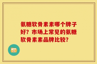 氨糖软骨素素哪个牌子好？市场上常见的氨糖软骨素素品牌比较？