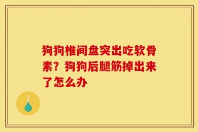 狗狗椎间盘突出吃软骨素？狗狗后腿筋掉出来了怎么办
