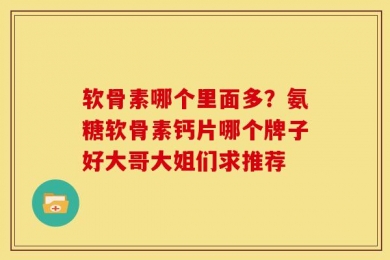 软骨素哪个里面多？氨糖软骨素钙片哪个牌子好大哥大姐们求推荐
