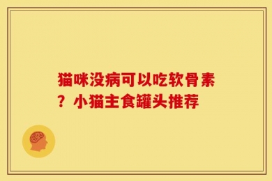 猫咪没病可以吃软骨素？小猫主食罐头推荐