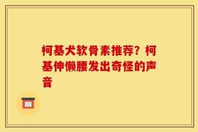 柯基犬软骨素推荐？柯基伸懒腰发出奇怪的声音
