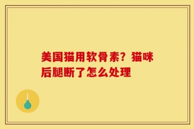 美国猫用软骨素？猫咪后腿断了怎么处理