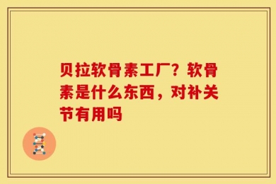贝拉软骨素工厂？软骨素是什么东西，对补关节有用吗