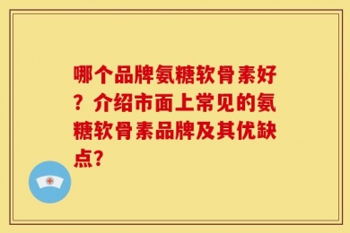 哪个品牌氨糖软骨素好？介绍市面上常见的氨糖软骨素品牌及其优缺点？