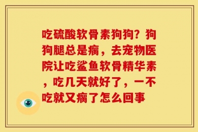 吃硫酸软骨素狗狗？狗狗腿总是瘸，去宠物医院让吃鲨鱼软骨精华素，吃几天就好了，一不吃就又瘸了怎么回事