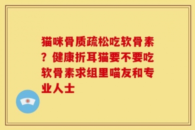 猫咪骨质疏松吃软骨素？健康折耳猫要不要吃软骨素求组里喵友和专业人士