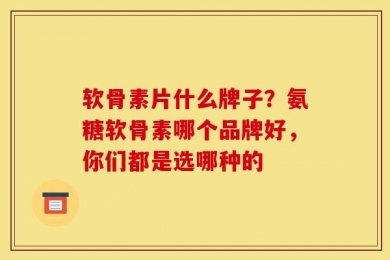 软骨素片什么牌子？氨糖软骨素哪个品牌好，你们都是选哪种的