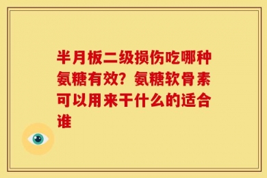 半月板二级损伤吃哪种氨糖有效？氨糖软骨素可以用来干什么的适合谁