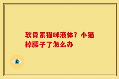 软骨素猫咪液体？小猫掉腰子了怎么办