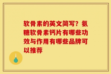 软骨素的英文简写？氨糖软骨素钙片有哪些功效与作用有哪些品牌可以推荐