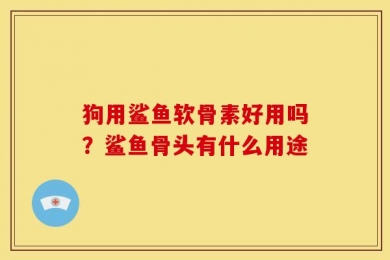 狗用鲨鱼软骨素好用吗？鲨鱼骨头有什么用途