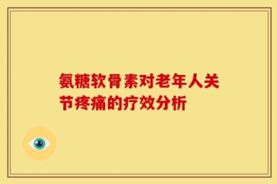 氨糖软骨素对老年人关节疼痛的疗效分析