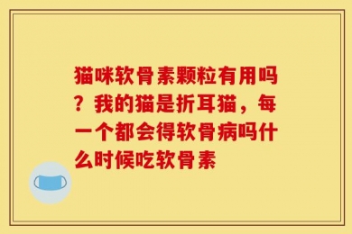猫咪软骨素颗粒有用吗？我的猫是折耳猫，每一个都会得软骨病吗什么时候吃软骨素