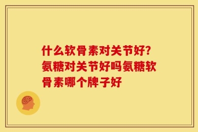 什么软骨素对关节好？氨糖对关节好吗氨糖软骨素哪个牌子好
