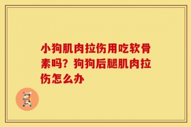 小狗肌肉拉伤用吃软骨素吗？狗狗后腿肌肉拉伤怎么办