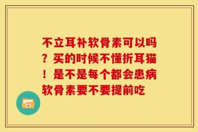 不立耳补软骨素可以吗？买的时候不懂折耳猫！是不是每个都会患病软骨素要不要提前吃