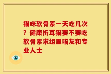 猫咪软骨素一天吃几次？健康折耳猫要不要吃软骨素求组里喵友和专业人士