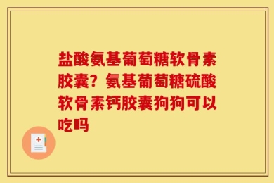 盐酸氨基葡萄糖软骨素胶囊？氨基葡萄糖硫酸软骨素钙胶囊狗狗可以吃吗