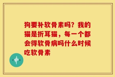 狗要补软骨素吗？我的猫是折耳猫，每一个都会得软骨病吗什么时候吃软骨素