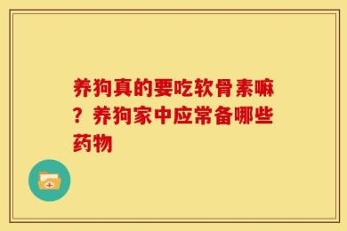 养狗真的要吃软骨素嘛？养狗家中应常备哪些药物