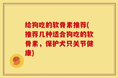 给狗吃的软骨素推荐(推荐几种适合狗吃的软骨素，保护犬只关节健康)