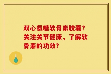 双心氨糖软骨素胶囊？关注关节健康，了解软骨素的功效？