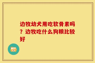边牧幼犬用吃软骨素吗？边牧吃什么狗粮比较好