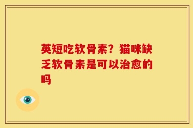 英短吃软骨素？猫咪缺乏软骨素是可以治愈的吗