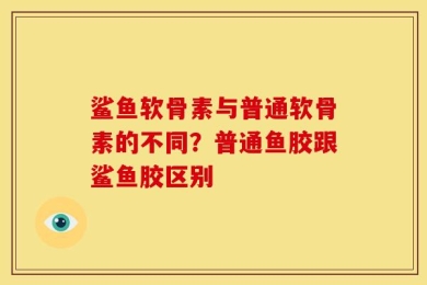 鲨鱼软骨素与普通软骨素的不同？普通鱼胶跟鲨鱼胶区别