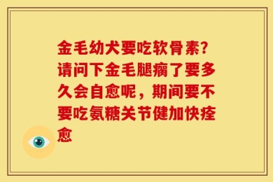 金毛幼犬要吃软骨素？请问下金毛腿瘸了要多久会自愈呢，期间要不要吃氨糖关节健加快痊愈