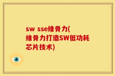 sw sse维骨力(维骨力打造SW低功耗芯片技术)