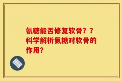 氨糖能否修复软骨？？科学解析氨糖对软骨的作用？