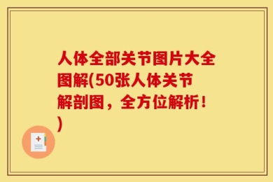 人体全部关节图片大全图解(50张人体关节解剖图，全方位解析！)