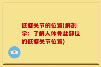 低髂关节的位置(解剖学：了解人体骨盆部位的低髂关节位置)