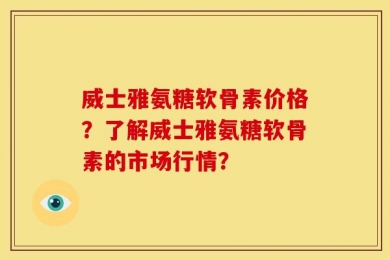 威士雅氨糖软骨素价格？了解威士雅氨糖软骨素的市场行情？
