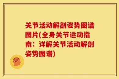 关节活动解剖姿势图谱图片(全身关节运动指南：详解关节活动解剖姿势图谱)