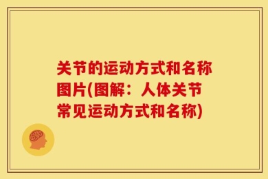关节的运动方式和名称图片(图解：人体关节常见运动方式和名称)
