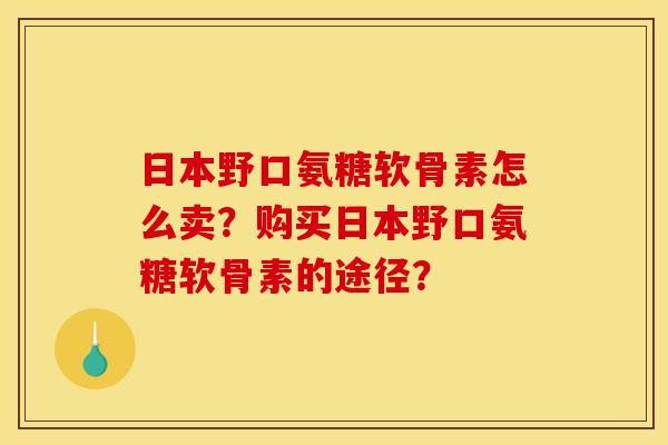 日本野口氨糖软骨素怎么卖？购买日本野口氨糖软骨素的途径？