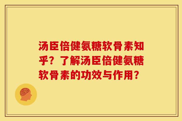 汤臣倍健氨糖软骨素知乎？了解汤臣倍健氨糖软骨素的功效与作用？