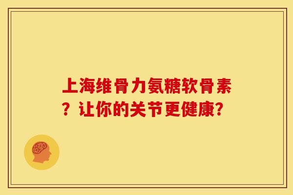 上海维骨力氨糖软骨素?让你的关节更健康? 上海维骨力氨糖软骨素?让你的关节更健康?