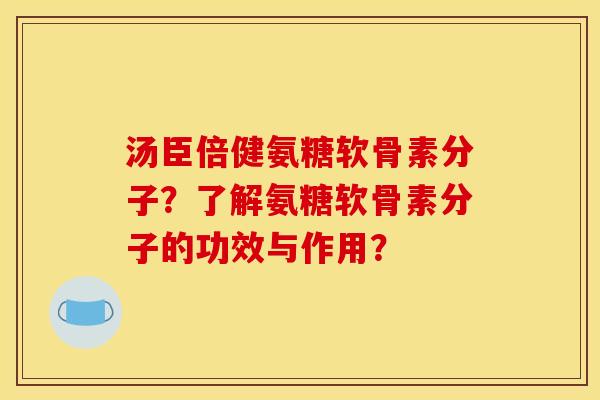 汤臣倍健氨糖软骨素分子？了解氨糖软骨素分子的功效与作用？