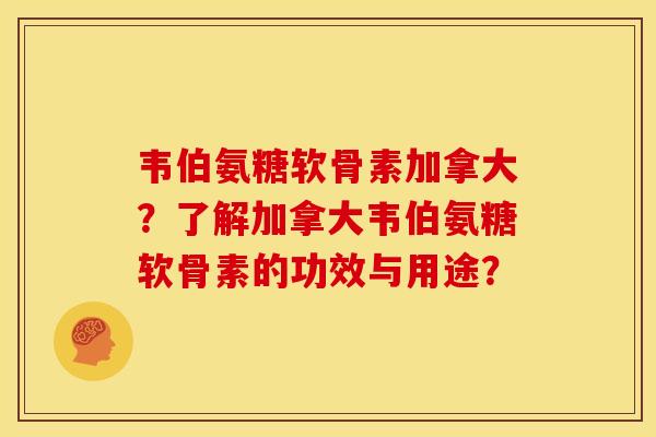 韦伯氨糖软骨素加拿大?了解加拿大韦伯氨糖软骨素的功效与用途? 韦伯氨糖软骨素加拿大?了解加拿大韦伯氨糖软骨素的功效与用途?